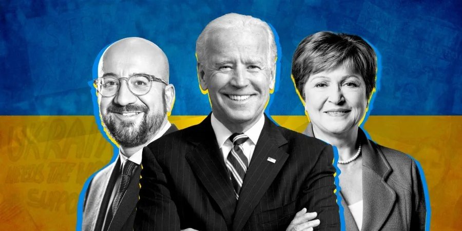 Chairman of the European Council Charles Michel, US President Joe Biden, and Head of the IMF Kristalina Georgieva symbolize Ukraine's main donors - the EU, the U.S. and IMF (Photo: NV collage)