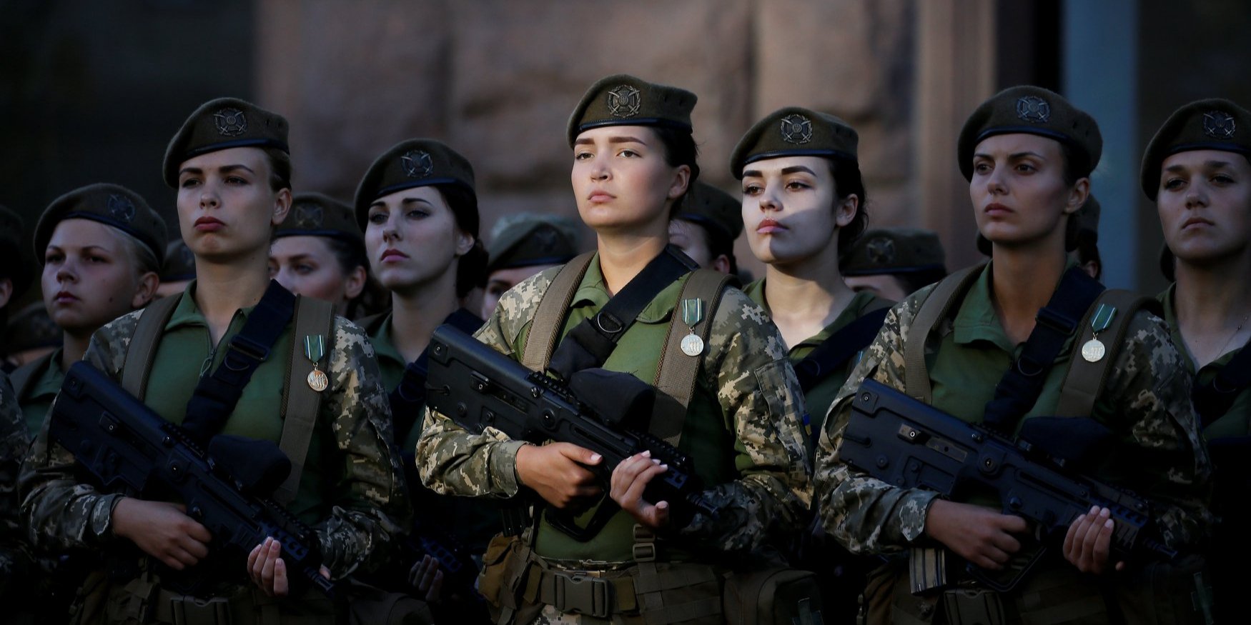 Ukrainian servicewomen pictured during a military parade (Photo: REUTERS)