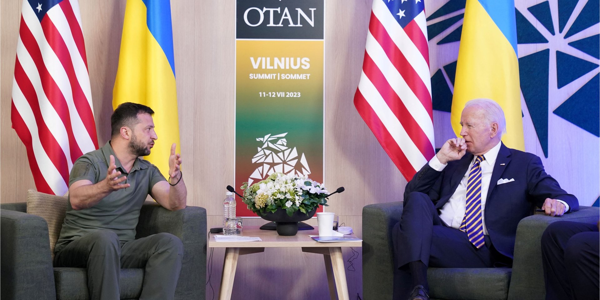 Meeting between Volodymyr Zelenskyy and Joe Biden in Vilnius, July 12, 2023 (Photo: REUTERS/Kevin Lamarque)