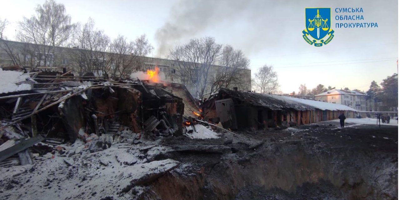 Consequences of the Russian attack on Shostka (Photo: Prosecutor's Office of Sumy oblast/Telegram)