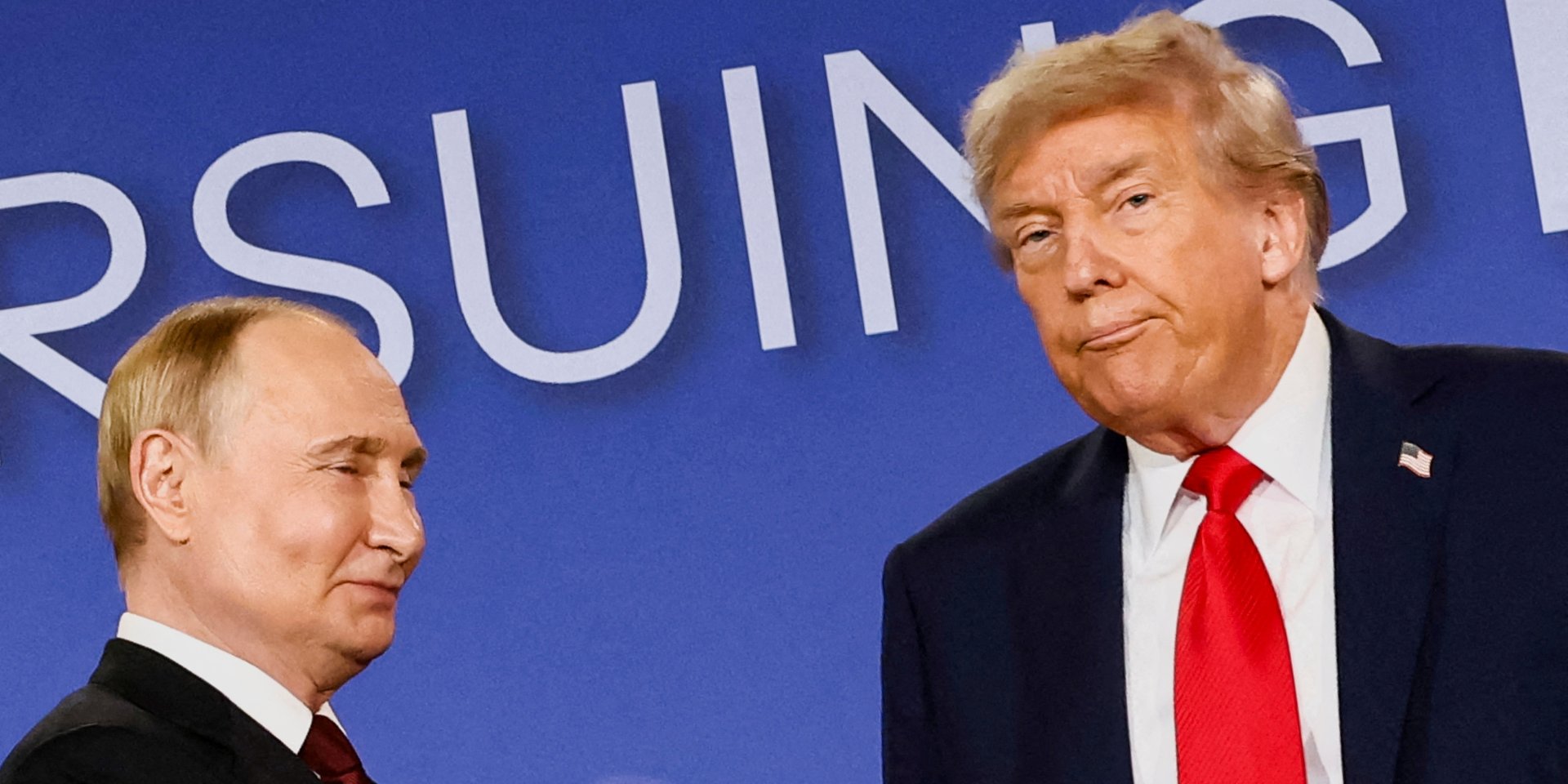 Російський диктатор Путін із президентом США Дональдом Трампом на&nbsp;Алясці, серпень 2025 року (Фото: REUTERS/Kevin Lamarque)
