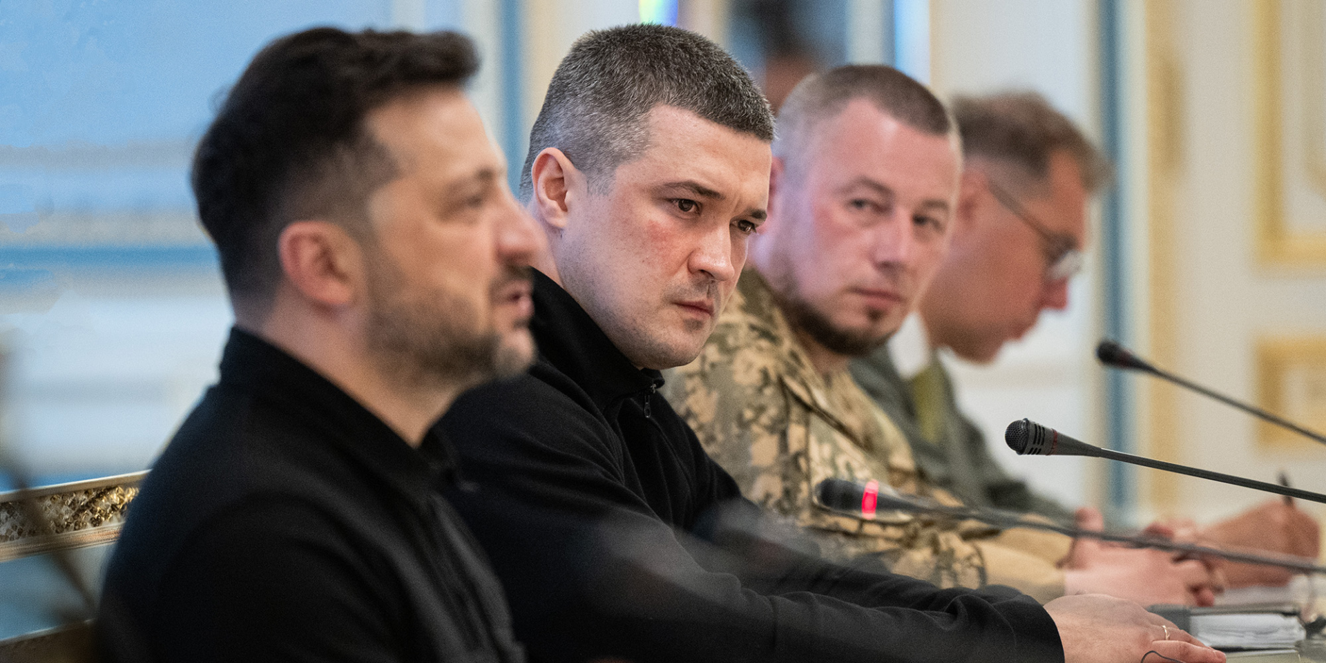 President of Ukraine Volodymyr Zelensky, Minister of Defense Mykhailo Fedorov and Deputy Head of the Defense Ministry Pavlo Palis (Photo: Ukrinform via Reuters)