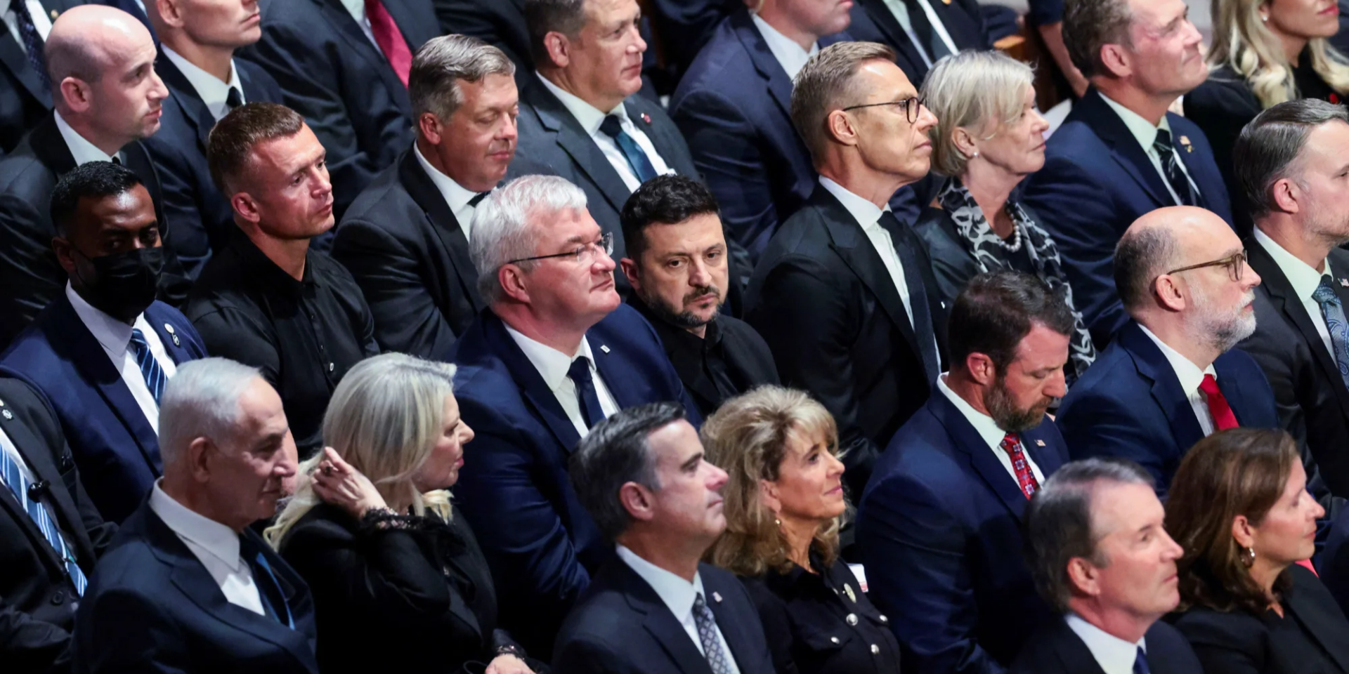 Андрій Сибіга, Володимир Зеленський та&nbsp;Александр Стубб на&nbsp;церемонії прощання з Ліндсі Гремом (Фото: REUTERS/Evelyn Hockstein)
