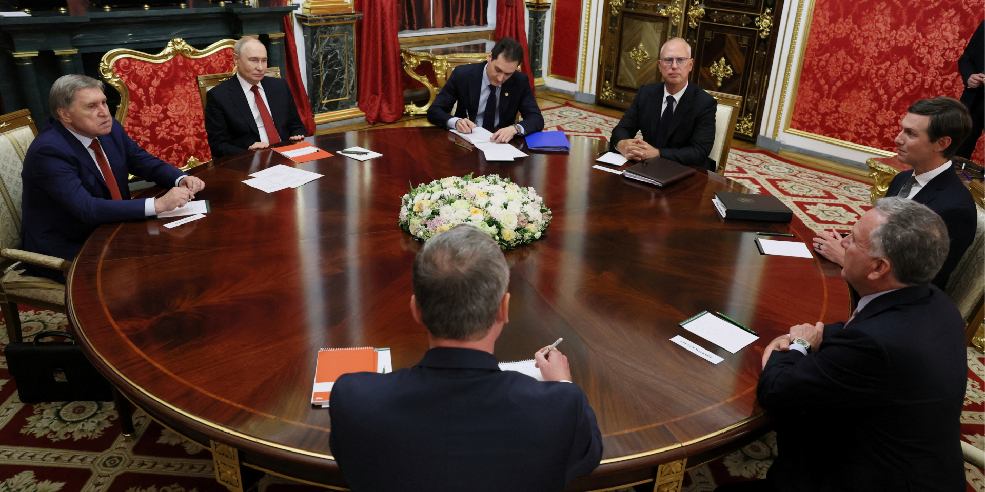 Зустріч Віктоффа і Кушнера з&nbsp;Путіним у&nbsp;Москві 5 вересня (Фото: Sputnik/Mikhail Metzel/Pool via REUTERS)